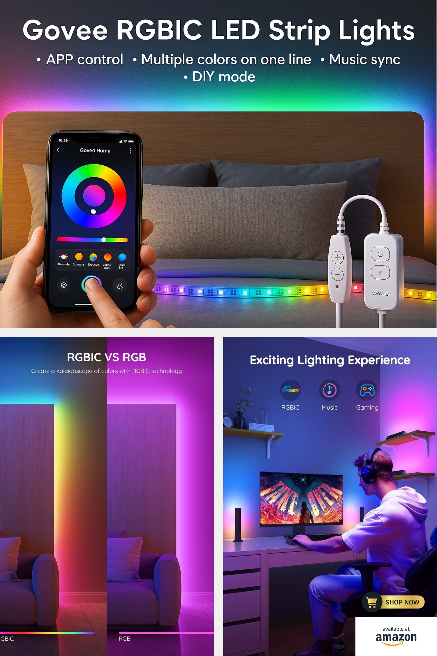 Best Govee Smart LED Light Bars & RGBIC LED Strip Lights for Modern Room Decor & Gaming